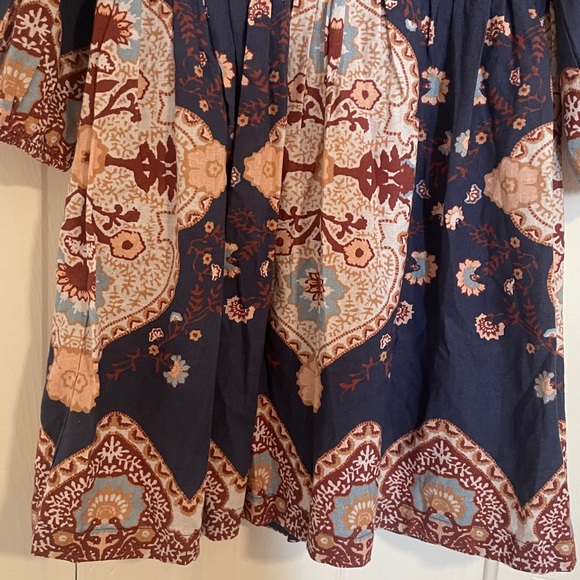 New Cleobella Leigh Paisley Cotton Linen Dress size Small in Navy - Picture 9 of 16